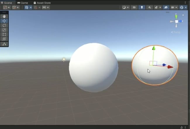 Unityのシーンビューの2つのゲームオブジェクト